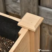 Outsunny Pat Grădină Legume Înălțat Lemn cu Roți, Jardiniera Înălțată cu Raft Inferior, 118x55x83cm, Natural | Aosom Romania 