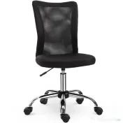 Vinsetto Scaun de Birou Ergonomic Rotativ Fara Cotiere, Inaltime Ajustabila cu 5 Roti Spatar Transpirant, Negru, 43x46x100cm | Aosom Romania