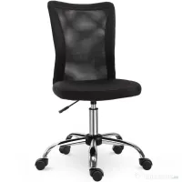 Vinsetto Scaun de Birou Ergonomic Rotativ Fara Cotiere, Inaltime Ajustabila cu 5 Roti Spatar Transpirant, Negru, 43x46x100cm | Aosom Romania