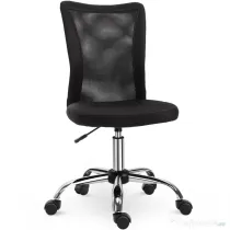 Vinsetto Scaun de Birou Ergonomic Rotativ Fara Cotiere, Inaltime Ajustabila cu 5 Roti Spatar Transpirant, Negru, 43x46x100cm | Aosom Romania