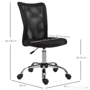 Vinsetto Scaun de Birou Ergonomic Rotativ Fara Cotiere, Inaltime Ajustabila cu 5 Roti Spatar Transpirant, Negru, 43x46x100cm | Aosom Romania