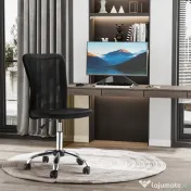 Vinsetto Scaun de Birou Ergonomic Rotativ Fara Cotiere, Inaltime Ajustabila cu 5 Roti Spatar Transpirant, Negru, 43x46x100cm | Aosom Romania