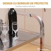 HOMCOM Cărucior pentru Bucătărie cu 3 Rafturi din Oțel Inoxidabil Design Modern și Mobil | Aosom Romania