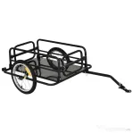 HOMCOM Remorcă Bicicletă cu Pereți Pliabili, Cârlig și 4 Reflectoare, din Oțel și PE, 139x71.5x49 cm, Negru