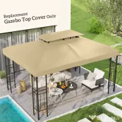 Outsunny Acoperiș de Înlocuire pentru Foișor, Capac de Foișor din Poliester Rezistent la UV cu Acoperiș pe 2 Niveluri, 4x3 m, Crem | Aosom Romania 