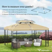 Outsunny Acoperiș de Înlocuire pentru Foișor, Capac de Foișor din Poliester Rezistent la UV cu Acoperiș pe 2 Niveluri, 4x3 m, Crem | Aosom Romania 
