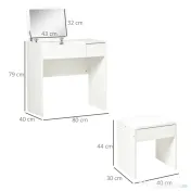 HOMCOM Set Mobilier pentru Toaletă cu Oglindă, Taburet și Sertar, Design Elegant, Masa Consola Alb | Aosom Romania 