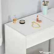 HOMCOM Set Mobilier pentru Toaletă cu Oglindă, Taburet și Sertar, Design Elegant, Masa Consola Alb | Aosom Romania 
