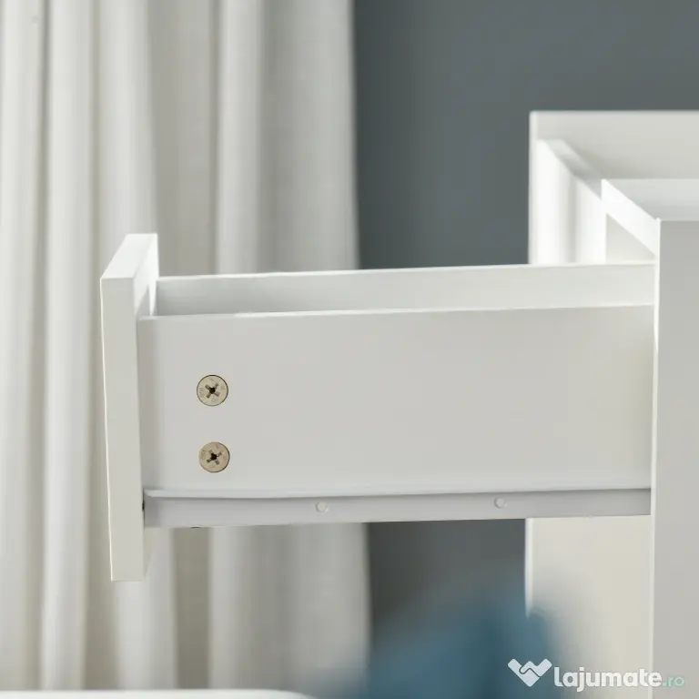 HOMCOM Set Mobilier pentru Toaletă cu Oglindă, Taburet și Sertar, Design Elegant, Masa Consola Alb | Aosom Romania