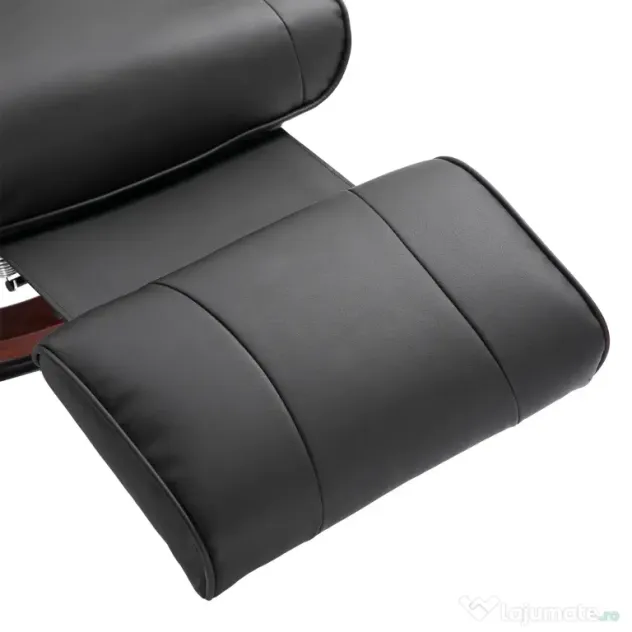 HOMCOM Fotoliu Rabatabil Manual 145° cu Suport pentru Picioare Imitație de Piele Negru | Aosom Romania