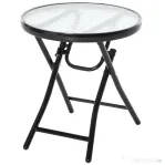 Outsunny masa pliabila pentru gradina, blat sticla, neagra