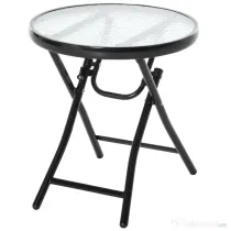 Outsunny masa pliabila pentru gradina, blat sticla, neagra