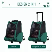 PawHut Trolley Rucsac Verde pentru Călătorii cu Animale de Companie, Confortabil și Sigur | Aosom Romania 