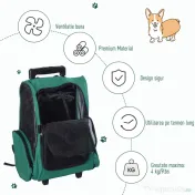 PawHut Trolley Rucsac Verde pentru Călătorii cu Animale de Companie, Confortabil și Sigur | Aosom Romania 