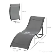 Outsunny Set 2 Sezlonguri Pliabile pentru Plajă sau Grădină, din Aluminiu și Textilen, Gri Închis, 61x165x63cm, Confortabile | Aosom Romania