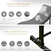 Outsunny Set 2 Sezlonguri Pliabile pentru Plajă sau Grădină, din Aluminiu și Textilen, Gri Închis, 61x165x63cm, Confortabile | Aosom Romania