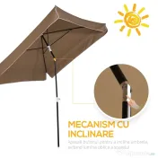 Outsunny Umbrelă Pătrată Externă, Protecție UV, 200x200cm, Design Modern, Cafea | Aosom Romania