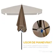 Outsunny Umbrelă Pătrată Externă, Protecție UV, 200x200cm, Design Modern, Cafea | Aosom Romania