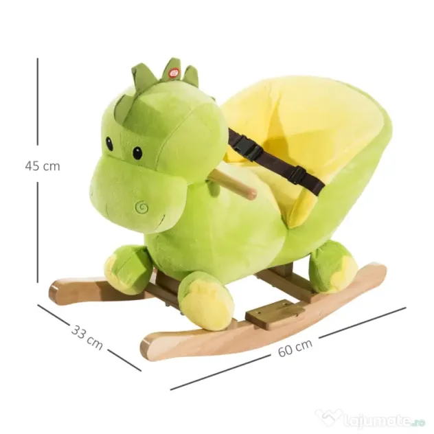 HOMCOM, balansoar dragon copii 60x33x45cm, verde si galben | Aosom Romania