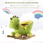 HOMCOM, balansoar dragon copii 60x33x45cm, verde si galben | Aosom Romania