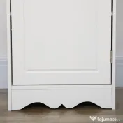 Mobila Coloana HOMCOM pentru Baie, Lemn cu Decor Sculptura Floare Alba 40x23x160cm | Aosom Romania 