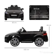 HOMCOM Masina Electrica pentru Copii AUDI TT, Auto Electrica pentru Copii 3-5 Ani cu Telecomanda, USB, Portiere care se deschid si Faruri LED, Negru 