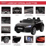 HOMCOM Masina Electrica pentru Copii AUDI TT, Auto Electrica pentru Copii 3-5 Ani cu Telecomanda, USB, Portiere care se deschid si Faruri LED, Negru 