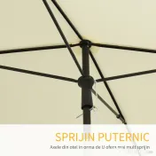 Outsunny Umbrelă Parasolară Dreptunghiulară pentru Terasă și Grădină, Ușor de Manevrat, 200x125x235cm, Crem | Aosom Romania 