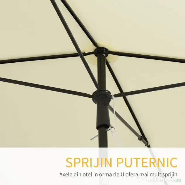Outsunny Umbrelă Parasolară Dreptunghiulară pentru Terasă și Grădină, Ușor de Manevrat, 200x125x235cm, Crem | Aosom Romania