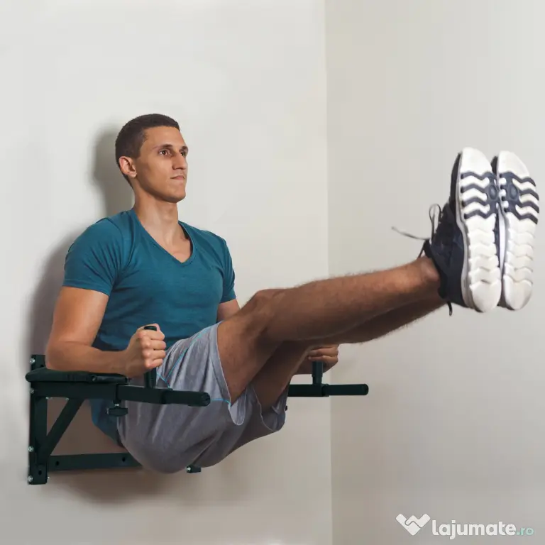 HOMCOM Bară de Tracțiuni pentru Montare pe Perete, Echipament Fitness Acasă, 70x48x53-63cm, Negru | Aosom Romania