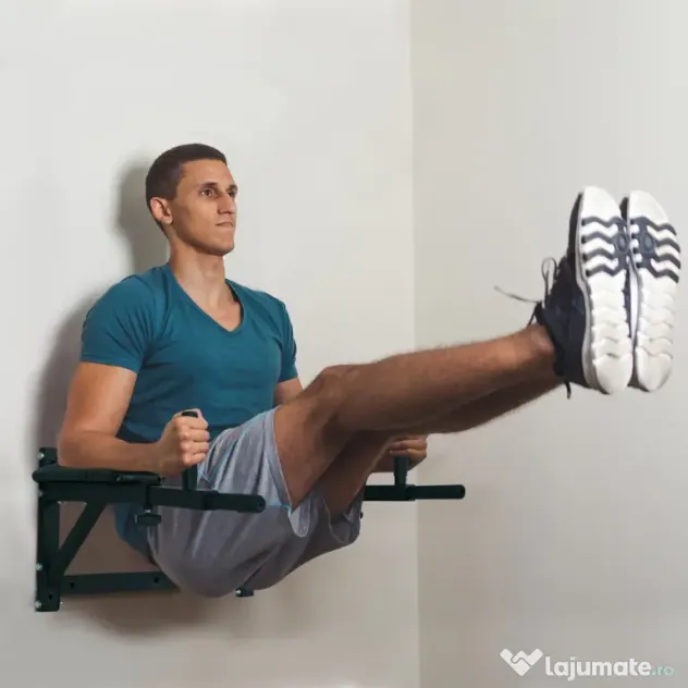 HOMCOM Bară de Tracțiuni pentru Montare pe Perete, Echipament Fitness Acasă, 70x48x53-63cm, Negru | Aosom Romania
