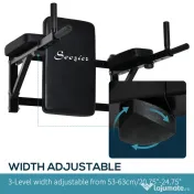 HOMCOM Bară de Tracțiuni pentru Montare pe Perete, Echipament Fitness Acasă, 70x48x53-63cm, Negru | Aosom Romania 