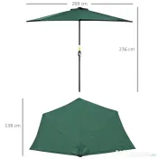 Outsunny Umbrelă Semicirculară Impermeabilă, Protecție UV, Verde 269x138x236cm | Aosom Romania