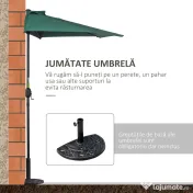 Outsunny Umbrelă Semicirculară Impermeabilă, Protecție UV, Verde 269x138x236cm | Aosom Romania