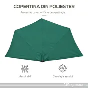 Outsunny Umbrelă Semicirculară Impermeabilă, Protecție UV, Verde 269x138x236cm | Aosom Romania