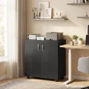 Vinsetto Dulap pentru Documente, cu Încuietoare, 2 Uși și Raft Interior, 80x40x80 cm, Negru | Aosom Romania 