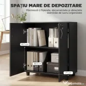 Vinsetto Dulap pentru Documente, cu Încuietoare, 2 Uși și Raft Interior, 80x40x80 cm, Negru | Aosom Romania 