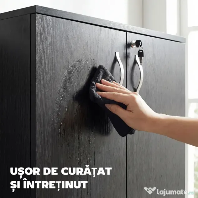 Vinsetto Dulap pentru Documente, cu Încuietoare, 2 Uși și Raft Interior, 80x40x80 cm, Negru | Aosom Romania