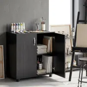 Vinsetto Dulap pentru Documente, cu Încuietoare, 2 Uși și Raft Interior, 80x40x80 cm, Negru | Aosom Romania 