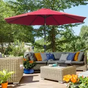 Outsunny Umbrelă de Grădină Inclinabilă 3x2.45m, Poliester Impermeabil, Rosu Bordeaux | Aosom Romania 