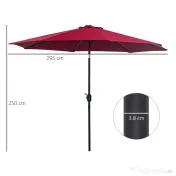 Outsunny Umbrelă de Grădină Inclinabilă 3x2.45m, Poliester Impermeabil, Rosu Bordeaux | Aosom Romania 
