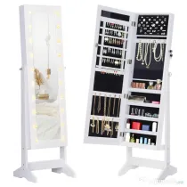 HOMCOM dulap bijuterii, oglinda si leduri incluse,40x37x146 cm
