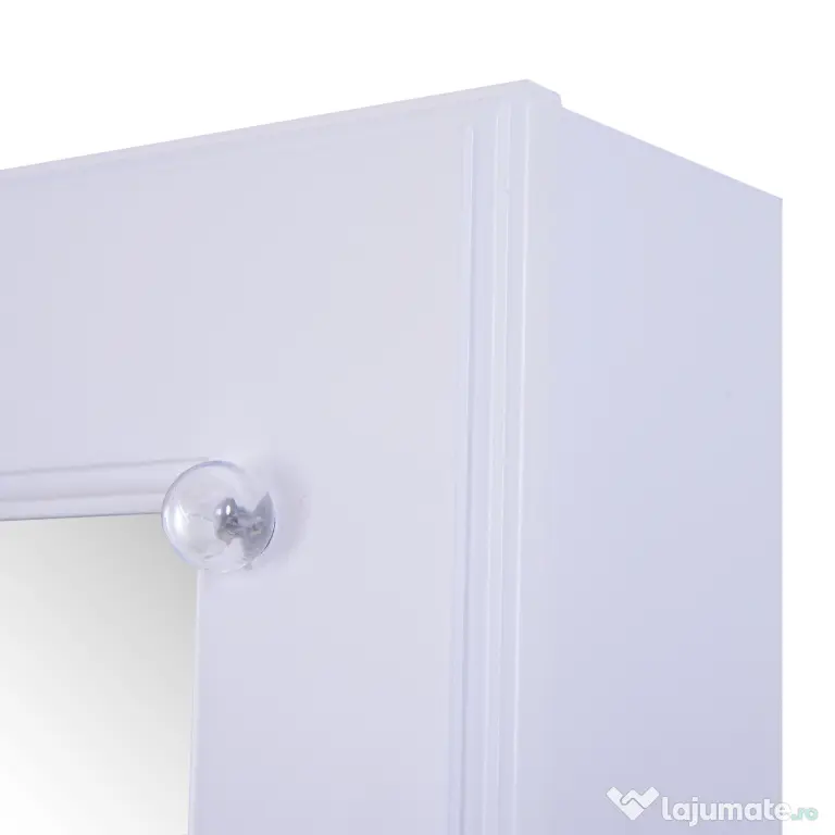 HOMCOM Dulap pentru Bijuterii cu Oglindă și LED-uri, Spațiu Amplu de Depozitare, 40x37x146 cm, Alb | Aosom Romania