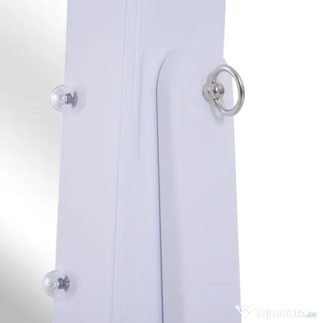 HOMCOM Dulap pentru Bijuterii cu Oglindă și LED-uri, Spațiu Amplu de Depozitare, 40x37x146 cm, Alb | Aosom Romania