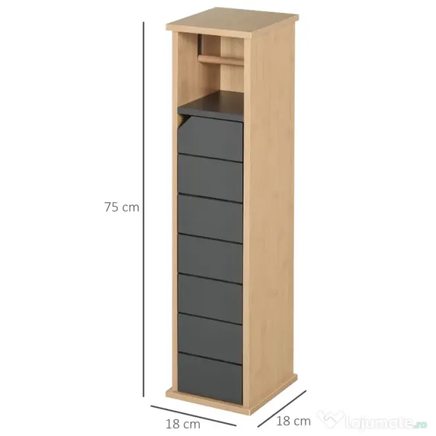 HOMCOM Dulap Baie Îngust pentru Hârtie Igienică Raft Reglabil 18x18x75cm Design Compact | Aosom Romania