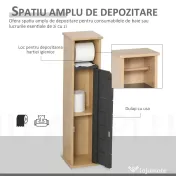 HOMCOM Dulap Baie Îngust pentru Hârtie Igienică Raft Reglabil 18x18x75cm Design Compact | Aosom Romania