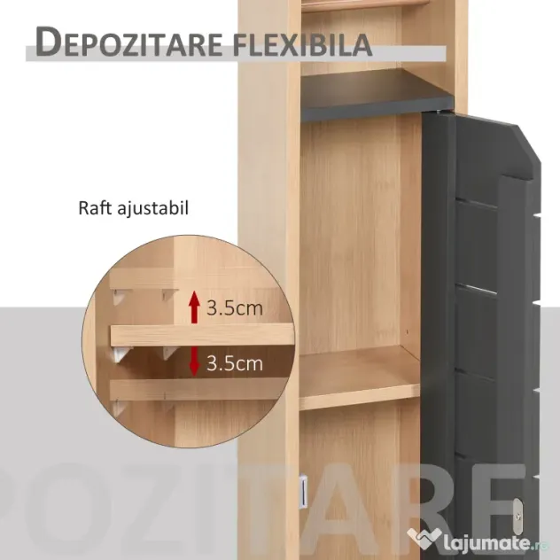 HOMCOM Dulap Baie Îngust pentru Hârtie Igienică Raft Reglabil 18x18x75cm Design Compact | Aosom Romania