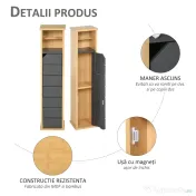 HOMCOM Dulap Baie Îngust pentru Hârtie Igienică Raft Reglabil 18x18x75cm Design Compact | Aosom Romania