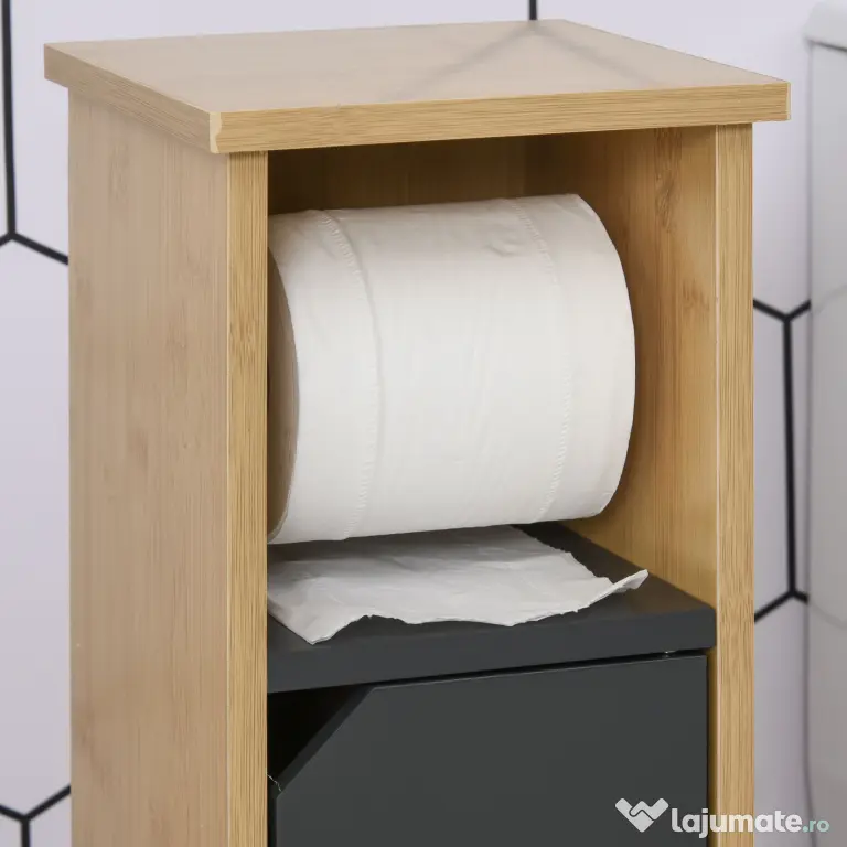 HOMCOM Dulap Baie Îngust pentru Hârtie Igienică Raft Reglabil 18x18x75cm Design Compact | Aosom Romania
