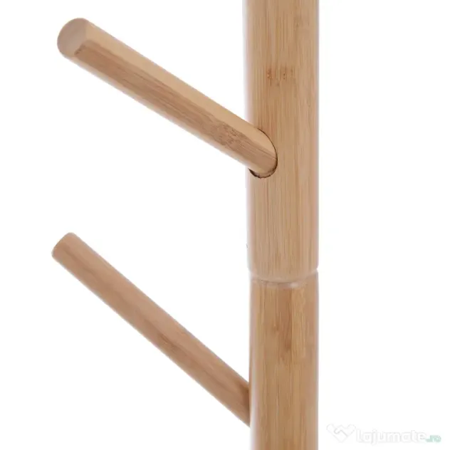 HOMCOM Bancă hol, cu un Cuier în Bambus, Design Modern, Spațiu de Depozitare, Alb și Lemn, 80x30x180 cm | Aosom Romania